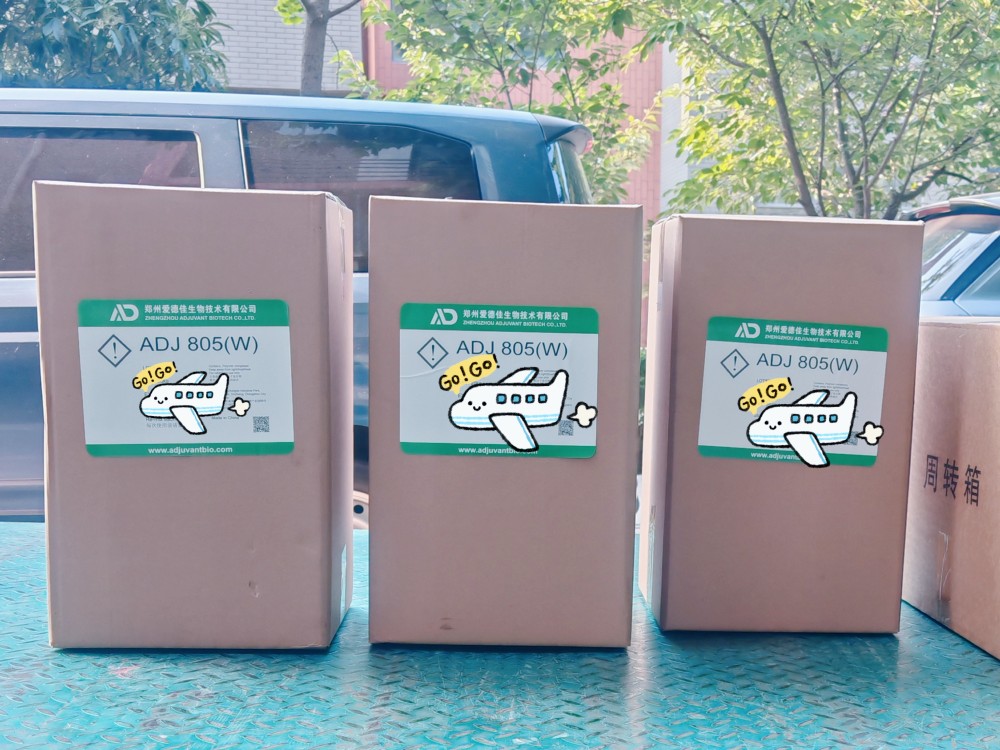 ADJ805 polymer-based fully aqueous adjuvant shipment to animal vaccine manufacturer